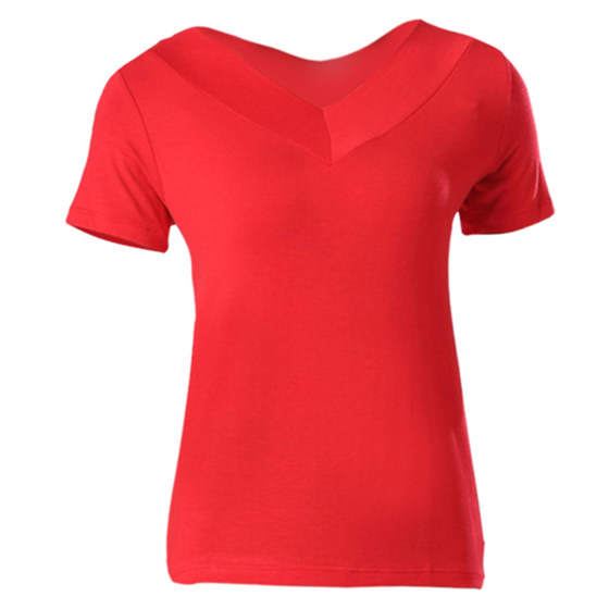
Middle-aged and elderly square dance clothing women's V-neck tops new modal T-shirt dance clothes dance short-sleeved practice clothes