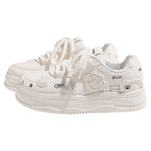 
Global women's white shoes, girls' thick-soled heightening bread shoes, niche versatile casual sports sneakers, soft-soled women's shoes