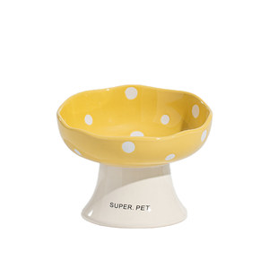 Cat bowl ceramic cat food bowl dog bowl food bowl cat rice bowl high-legged dog drinking water bowl slanted mouth large bowl special for pets