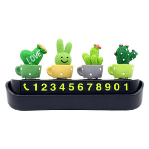 Car Temporary Parking Number Plate Cactus Creative Car Moving Phone Plate Personalized Car Mobile Phone Moving License Plate Ornament