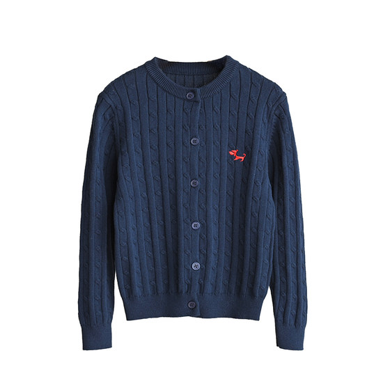 
Cotton sweaters, children's round-neck sweaters, basic versatile cardigans for boys and girls, middle-aged children in autumn and winter, children's clothing