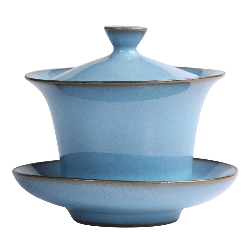 逸轩辕铁胎三才盖碗铁锈釉结晶窑变单个泡茶碗纯手工高端陶瓷茶具 