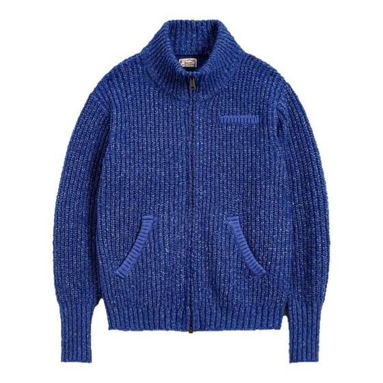 Madden workwear American ice blue cardigan thickened sweater stand collar drape high collar warm sweater jacket men winter