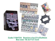 Домино 当季新品5210双十二多米诺骨牌铁盒套装91张dominoes八角片火车头