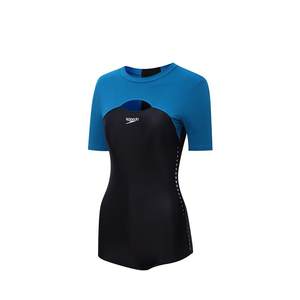 Speedo/speedo electrical matrix black label replica shark skin texture short-sleeved one-piece swimsuit for women in hot springs