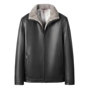 
New Zealand imported red deer deerskin genuine leather cross mink liner lapel fur Haining winter men's leather jacket