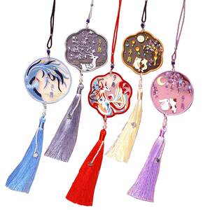 
Embroidery couple car hanging handmade DIY car peace talisman material package car pendant double-sided embroidered car hanging decoration