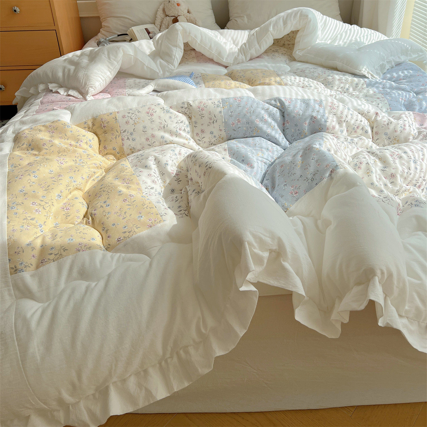 Одеяло в корейском стиле с большими кружевами, легкое всесезонное одеяло для двуспальной кровати, машинная стирка