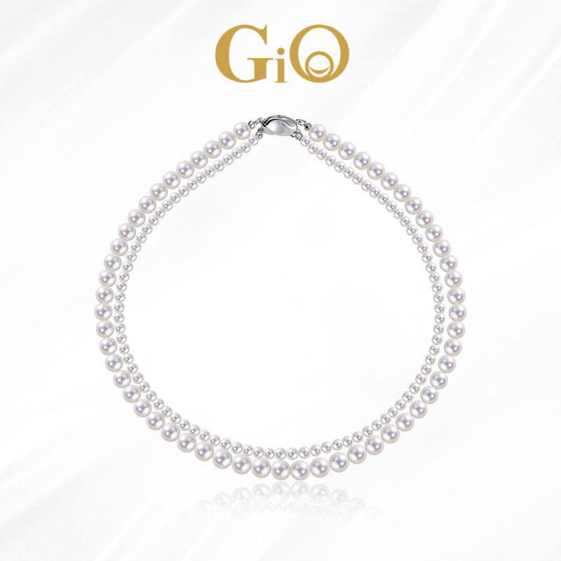 GiO珠宝天然淡水珍珠项链女双层小米珠珠串颈链锁骨链赵丽颖同款