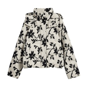 [Warm 90 white duck down] Desigual loose jacquard hooded long-sleeved women's down jacket