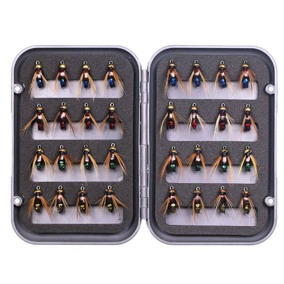 Luya fake bait high -simulation flies flies flies, white strips of black fish, grass carp bass, insect worm bionic hook box