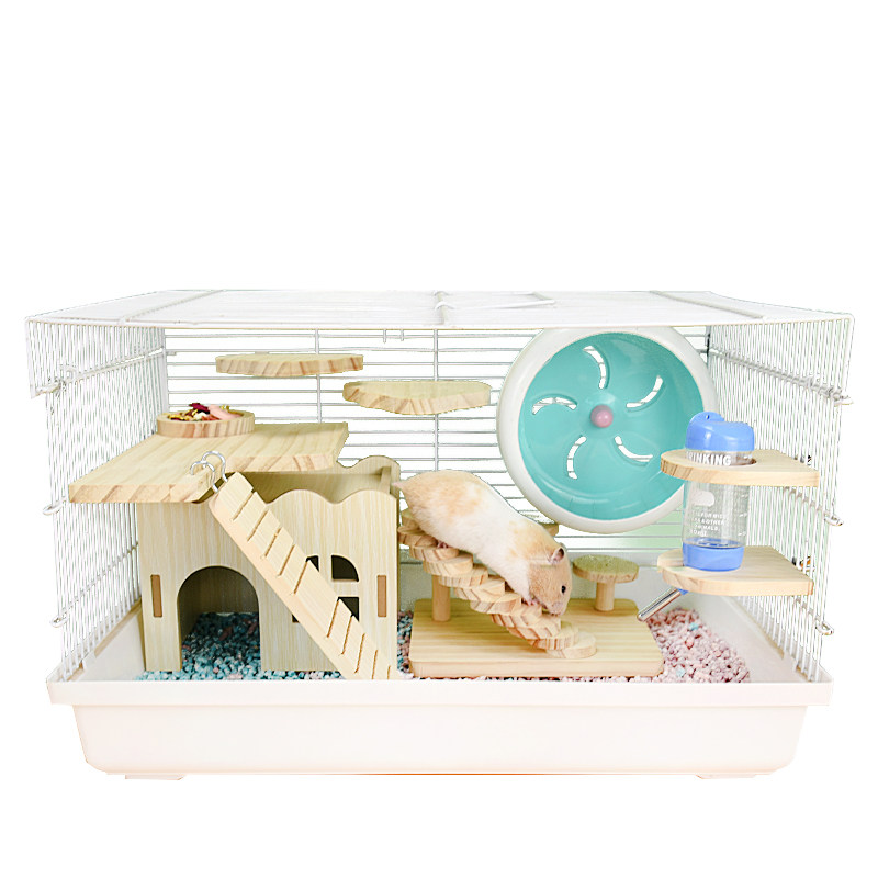 Cage Pour Hamster,Cage Pour Hamster Double Étage Avec Roue D'exercice | Habitat Silencieux Avec Roue D'exercice Pour Gerbille Et Chinchilla Maison