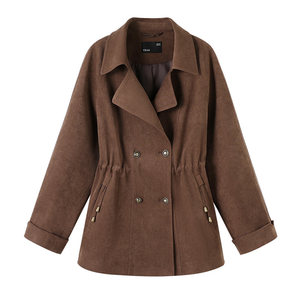 
YBAI/Yibai 2025 new autumn fashion versatile one-hand-length double-breasted waist-sleeved windbreaker jacket for women