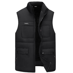 Middle -aged and elderly cotton vest men's winter plus velvet thickened vest.