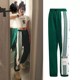 Adidas clover breasted pants sweatpants ກາງເກງແມ່ຍິງດູໃບໄມ້ລົ່ນ leggings ວ່າງໃຫມ່ sweatpants trousers ສີຂຽວ