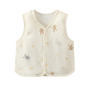 
Baby vest autumn and winter pure cotton thickened baby vest for men and women, quilted warm infant and toddler waistcoat outing top