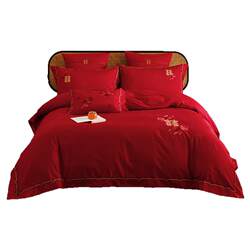Chinese style wedding satin 100% long staple cotton four piece set
