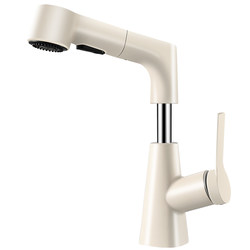 Lift pull-out washbasin faucet