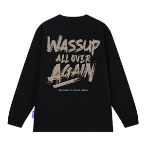 
WASSUP American graffiti letters heavy long-sleeved T-shirt men's and women's spring and autumn new fashion brand bottoming round neck top