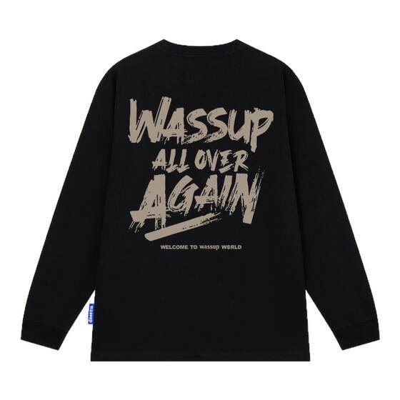 
WASSUP American graffiti letters heavy long-sleeved T-shirt men's and women's spring and autumn new fashion brand bottoming round neck top