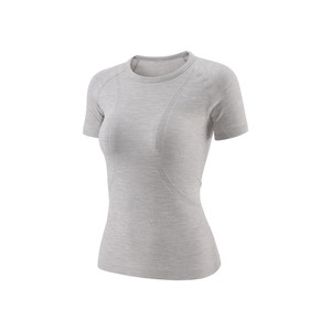 
mitaogirl Kendou sports top women's short-sleeved t-shirt quick-drying outdoor fitness clothing yoga gray running clothes