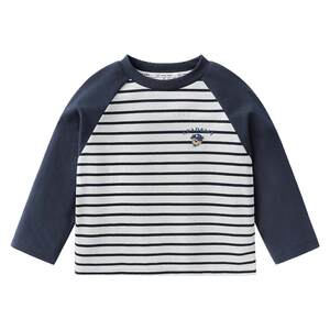 
Right European boys' striped bottoming shirt girls' long-sleeved T-shirt children's inner top with contrasting color spring and autumn new children's clothing