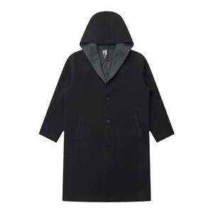 
Half-ink mid-length woolen coat men's hooded loose 2025 winter new contrast color windbreaker coat large size men's clothing