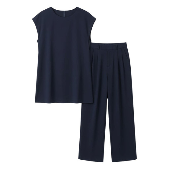 
Casual Fashion Suit Women's Summer Sleeveless Top Nine-Point Wide-Leg Pants Slim Loose Two-piece Set 2026 Summer New Style