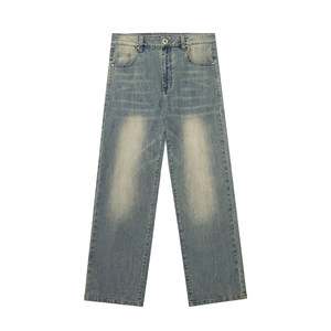 
MAD official Mike Lord American fashion brand yellow mud dyed washed distressed spring and autumn high street jeans for men