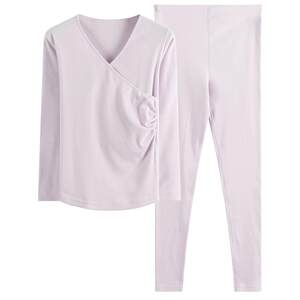 
Pregnant women's thermal underwear, autumn clothes and autumn trousers set, postpartum nursing tops, breastfeeding clothes, confinement clothes, brushed bottoming shirts, autumn and winter