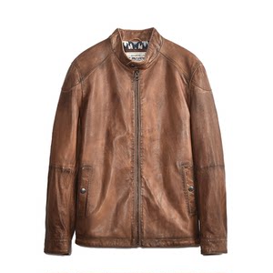 
MCS men's clothing comes from Marlboro's new autumn slim-fit stand-up collar retro motorcycle genuine leather versatile jacket for men