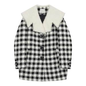 
[Clear Sale] Floating Lei Xiaoxiangfeng Houndstooth Sheep Wool Coat Winter Thickened Warm Mid-Length Style