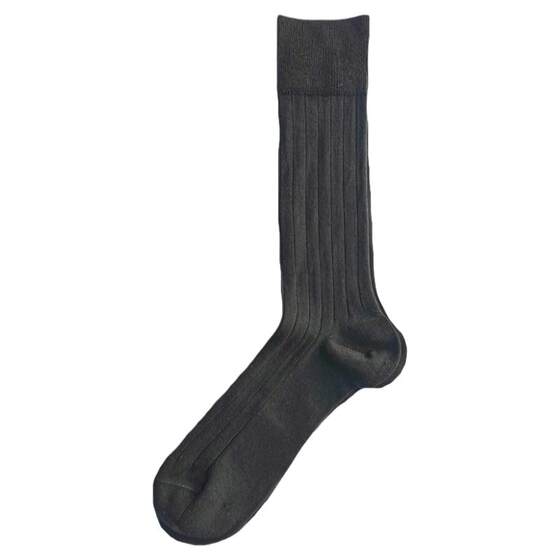 
Qingdao Foreign Trade Men's Tall Gentlemen's Socks Double-Needle Black Brown Vertical Stripes Four Seasons Cotton Antibacterial Deodorant