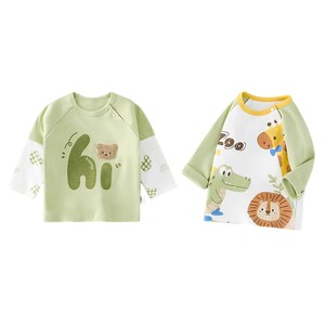 
2-piece baby long-sleeved T-shirt Spring and Autumn Boys Bottoming Shirt Pure Cotton Top Girls Children's Category A Children's T-shirt New
