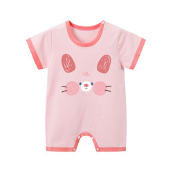 Baby girl summer harem baby boy baby short-sleeved jumpsuit newborn pure cotton thin pajamas 2025 new style