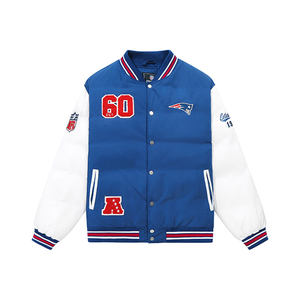 
NFL Super Bowl Patriots Jacket Cotton Jacket American Sports Contrast Color Stitching Embroidered Baseball Jacket