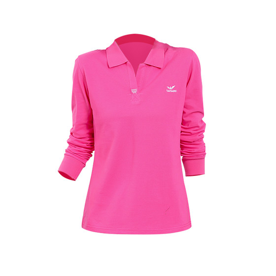 Autumn and winter sports long -sleeved T -shirt ladies cotton lapel loose all -cotton top men's breathable POLO shirt work clothes
