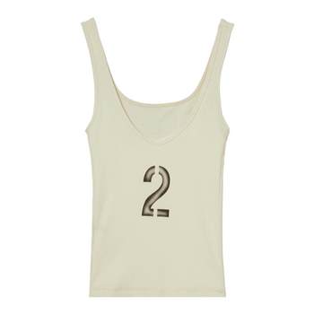 Letter printed short-sleeved T-shirt slim-fit I-line vest
