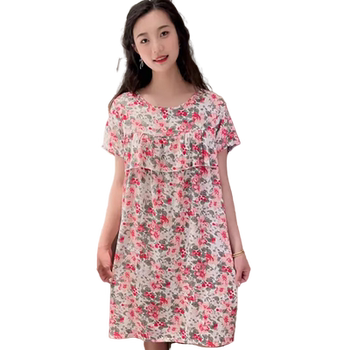 Cotton silk nightgown anti-protrusion skirt for women
