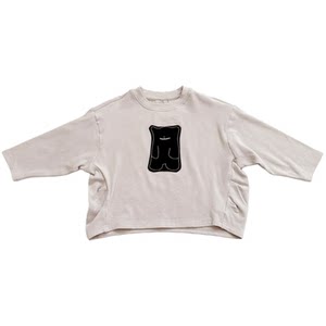 
Comfortable elastic cotton ~ Boys Korean version cartoon patch long-sleeved T-shirt 2026 spring new baby loose top trend