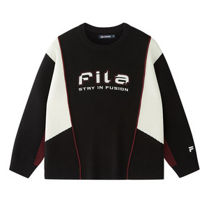 
FILA FUSION Fila trendy brand men's knitted sweater 2026 spring new casual loose contrast color pullover sweater
