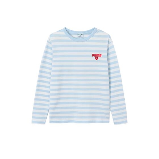 
PUMA boys and girls new children's long-sleeved T-shirt girls casual loose striped tops teenagers bottoming