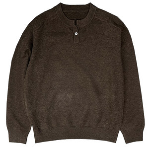 
Henry collar basic sweater men's thin autumn and winter solid color versatile pullover knitted bottoming shirt men's inner top