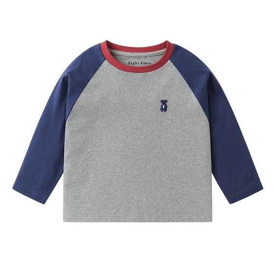 
Right European boy's long-sleeved T-shirt contrasting color girls' base shirt children's inner wear casual and fashionable spring and autumn new children's clothing