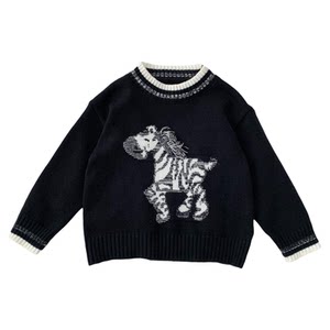 Boys sweater, autumn and winter, knitted sweater, children's fashionable and versatile sweater, small and medium-sized children's round neck pullover top