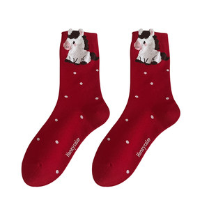 
zodiac year women's socks horse year red mid-tube socks 2026 zodiac horse new year ins trendy autumn and winter stockings gift box