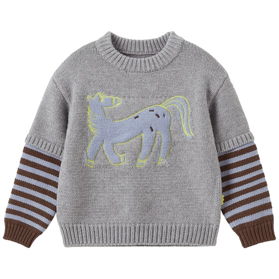 
[New Product] Papa Climbing Winter Children's Sweater for Boys and Girls Tops Versatile Warm Knitted Sweater Red New Year