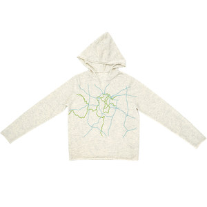A short story 丨 West Lake autumn wool, weever knitted hooded hooded hooded embroidery pattern sweater sweater
