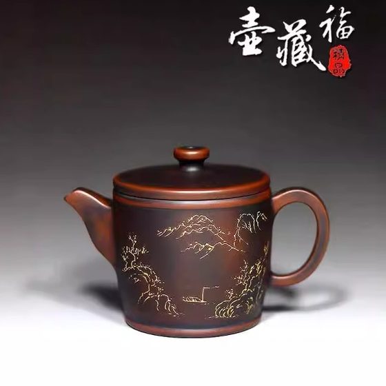 汉瓦壶150ml坭兴陶茶壶全手工家用泡茶壶原矿紫泥复古中式茶具