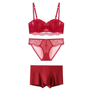 Red wedding underwear, bride and groom couple full set, a pair of socks, newlyweds, men and women, dowry supplies